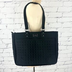 Vera Bradley Black Quilted Microfiber Large Tote Diaper Bag Purse Laptop Office